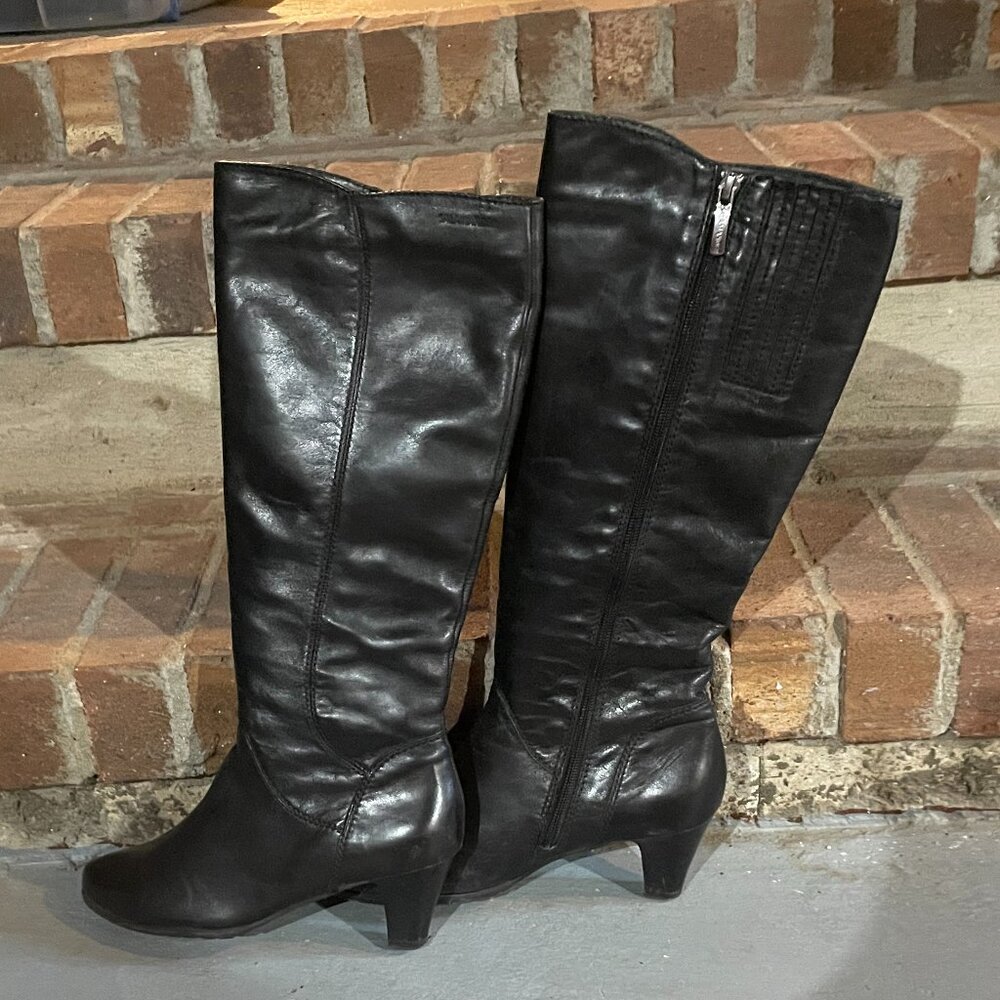 Like New NWOT Salamander Leather Black Knee-High Heeled Boots Size US8/ DE 5.5